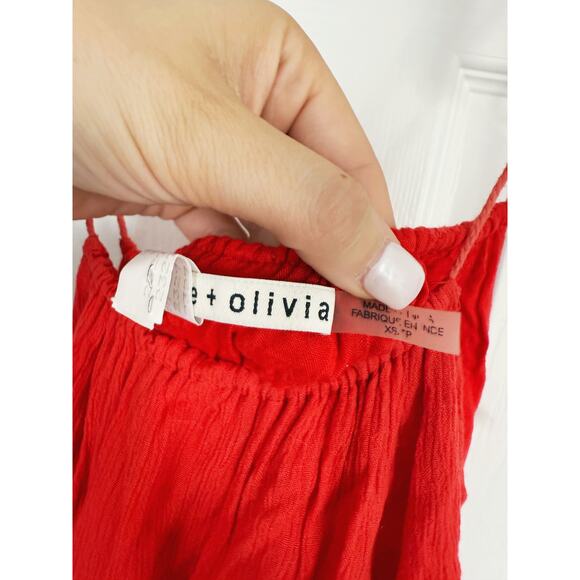 Alice + Olivia Revolve Danya Cami Tank Top XS Tassle Poppy Red Boho Bold Fall - Picture 7 of 11